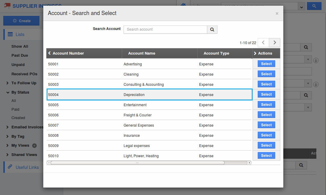 select single account