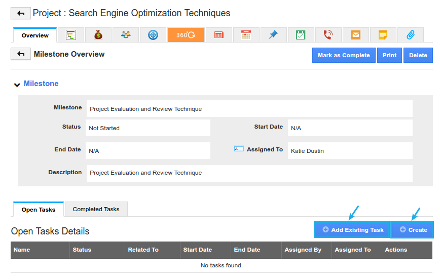 add tasks to project milestones