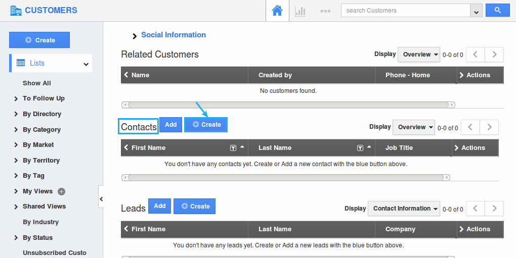 create customer contact