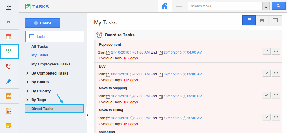 click on direct tasks