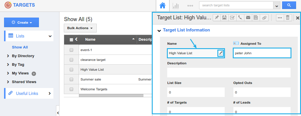 edit targets