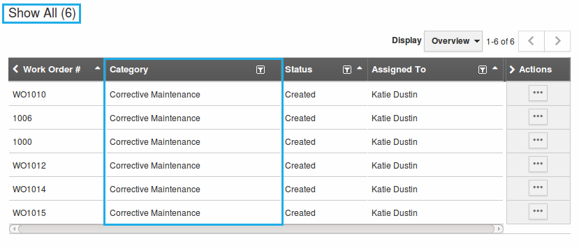 filtered work orders