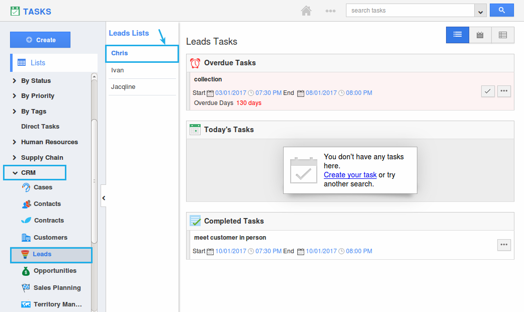 view leads app tasks