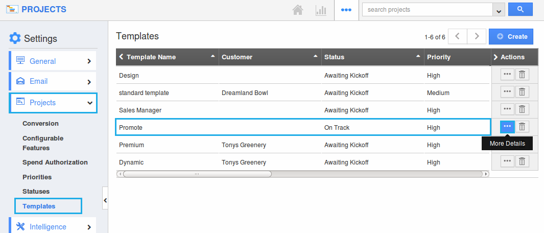 select project template select project template