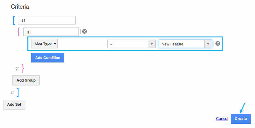 set highlighting criteria