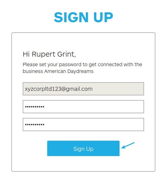 sign up page