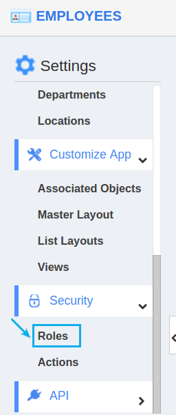 roles in employees settings