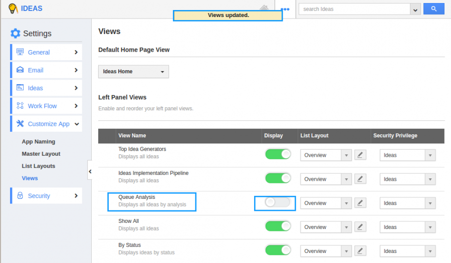 configure views