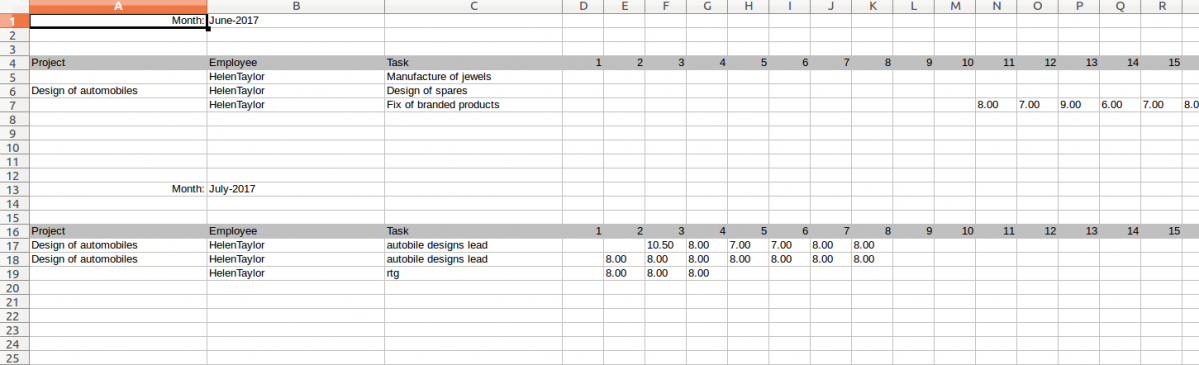 exported timesheet