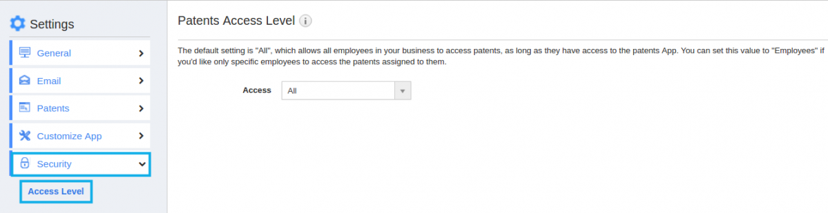 patent access level patent access level