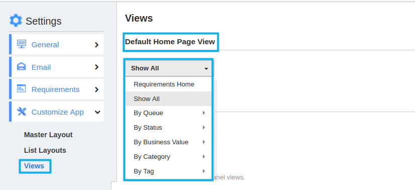 default home page view