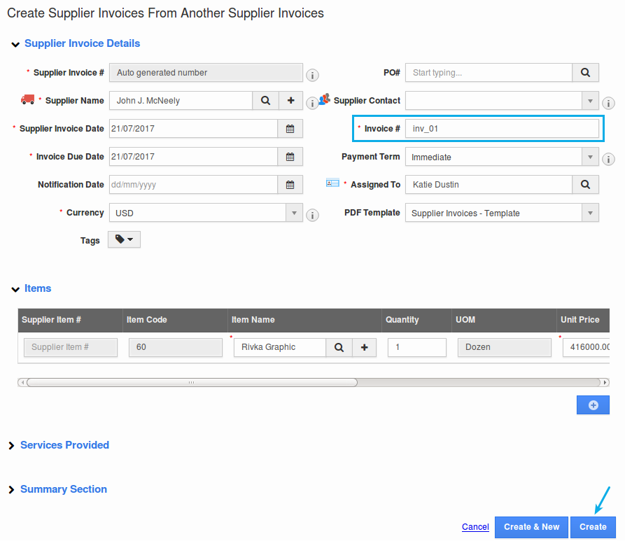 change invoice number