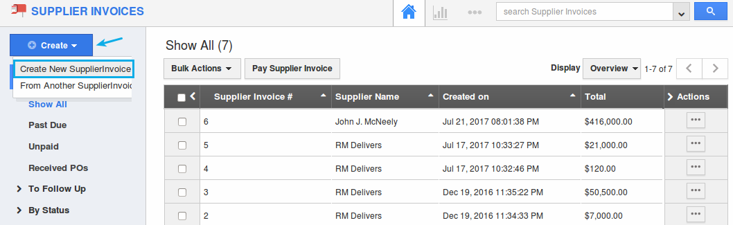 create new supplier invoice