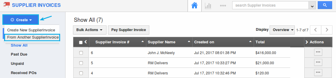 from another supplier invoice