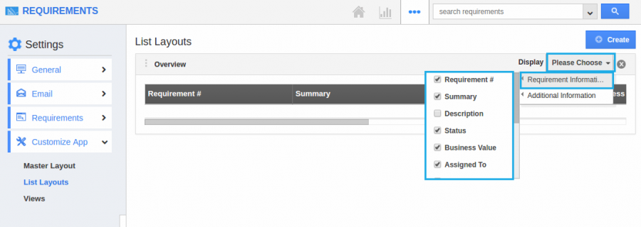 select preferred fields