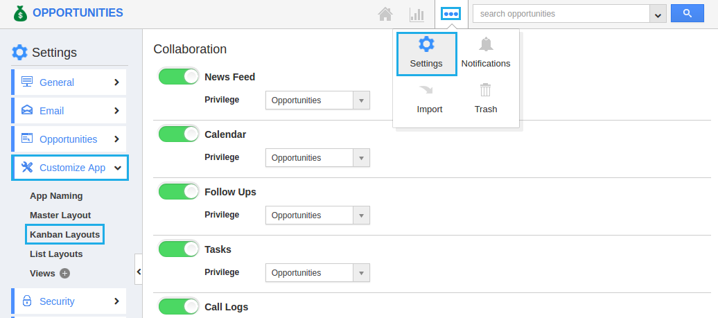settings label visibility