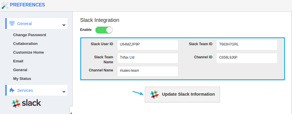 slack configured