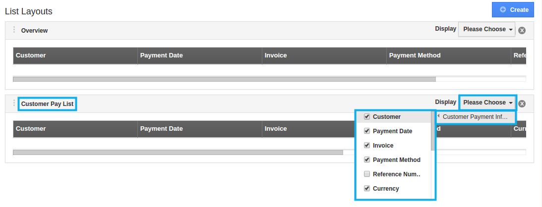 select preferred columns