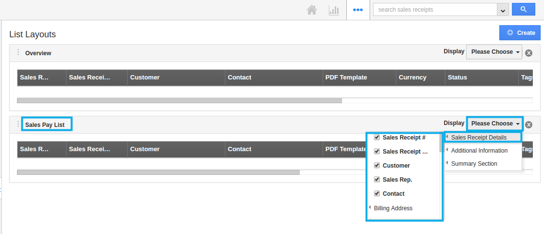 select preferred columns