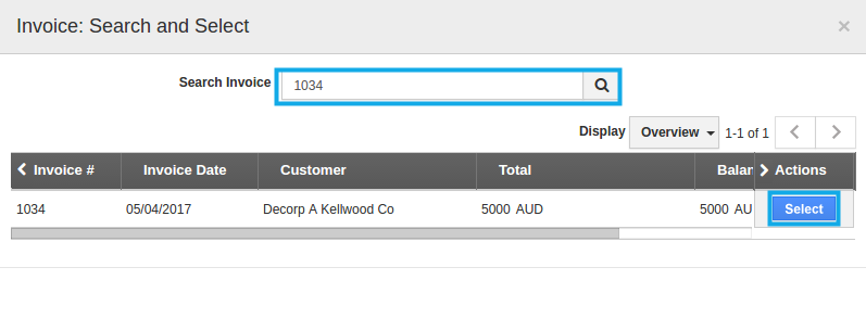 select invoice