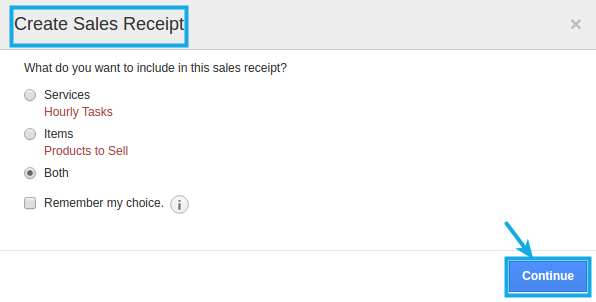 create sales receipt