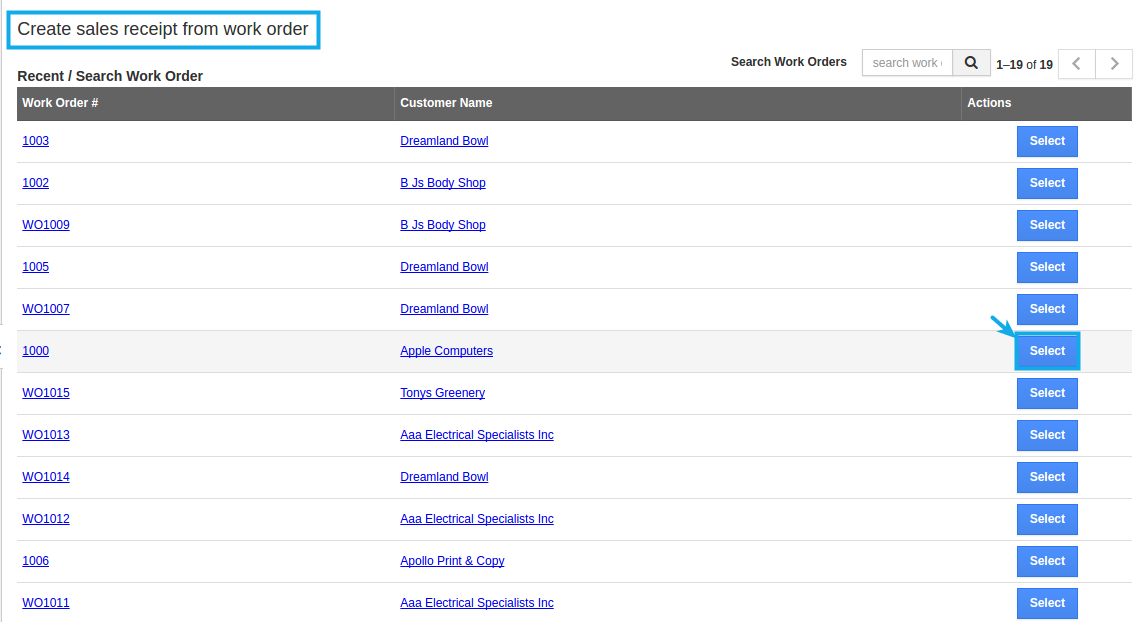 select workorder select workorder