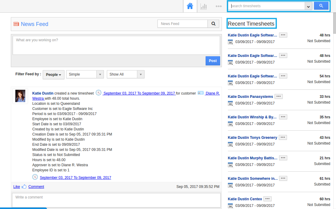 recent timesheets