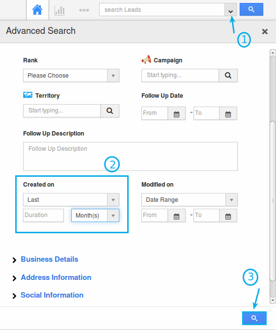 advanced search leads