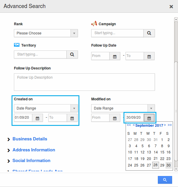 advanced search leads