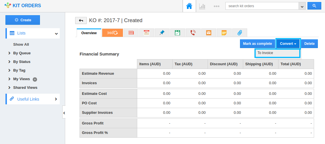 convert to invoice