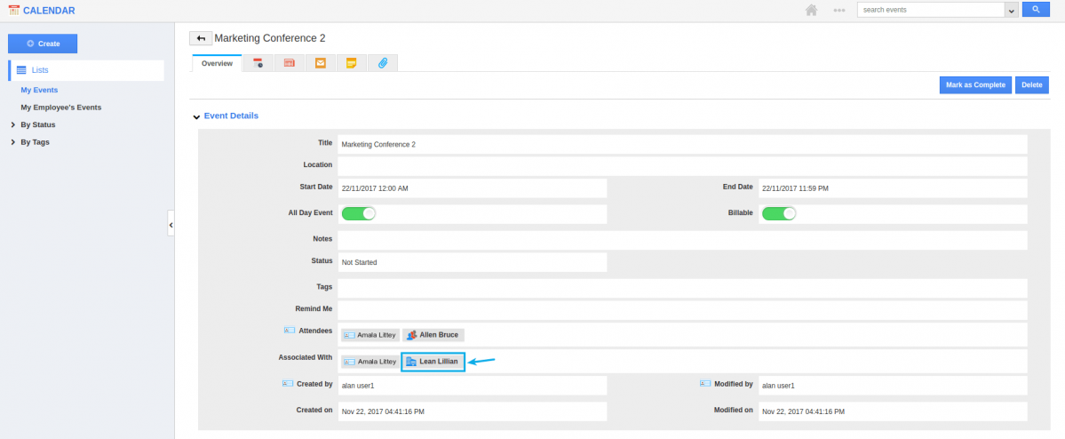 customer added in the associated with filed