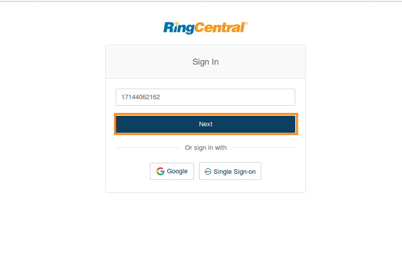 sign in ringcentral