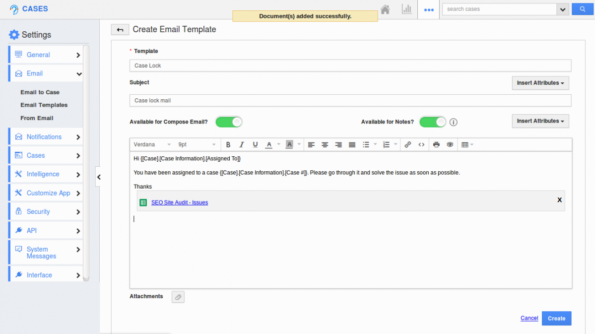 case template creation