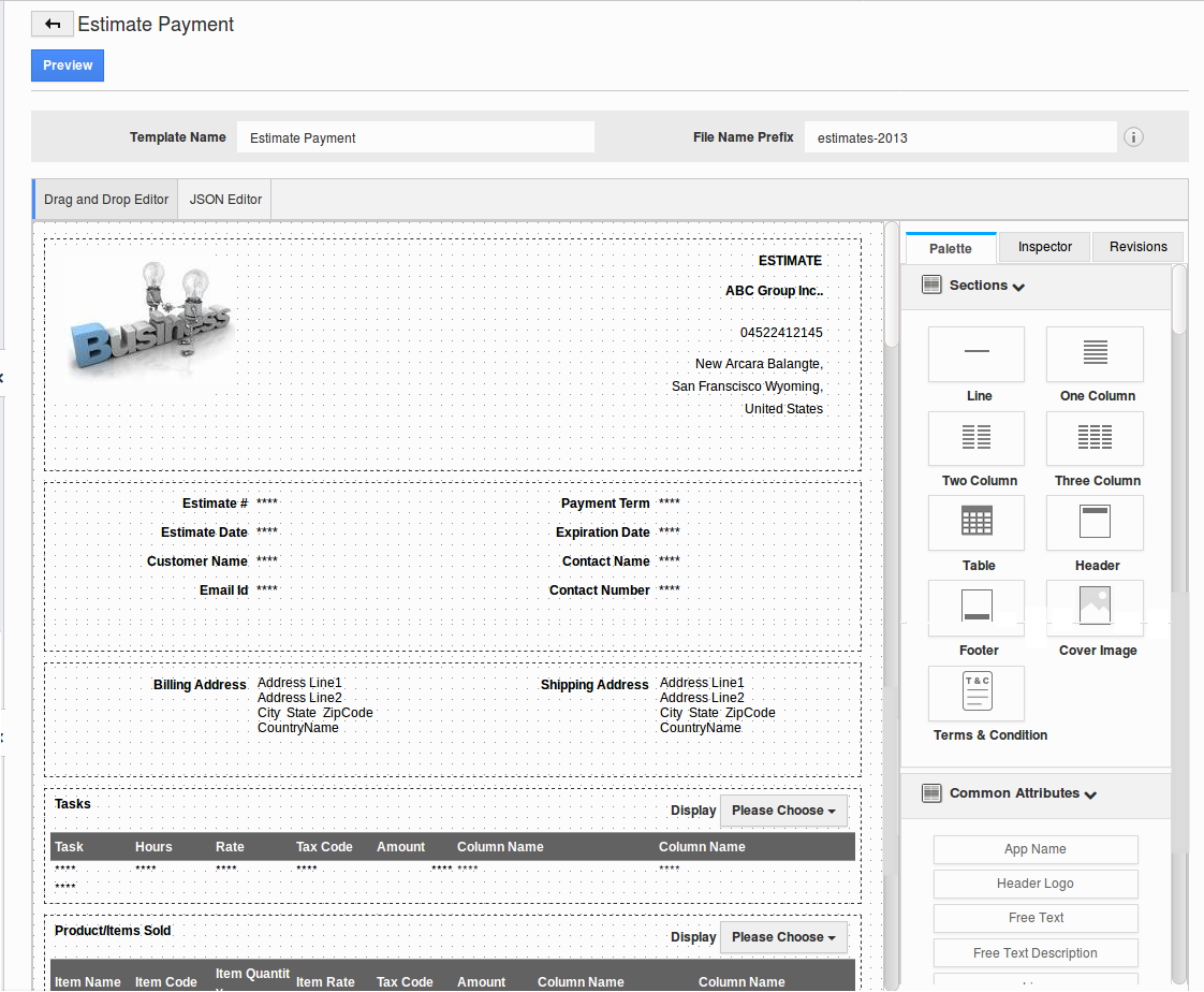 sections in templates