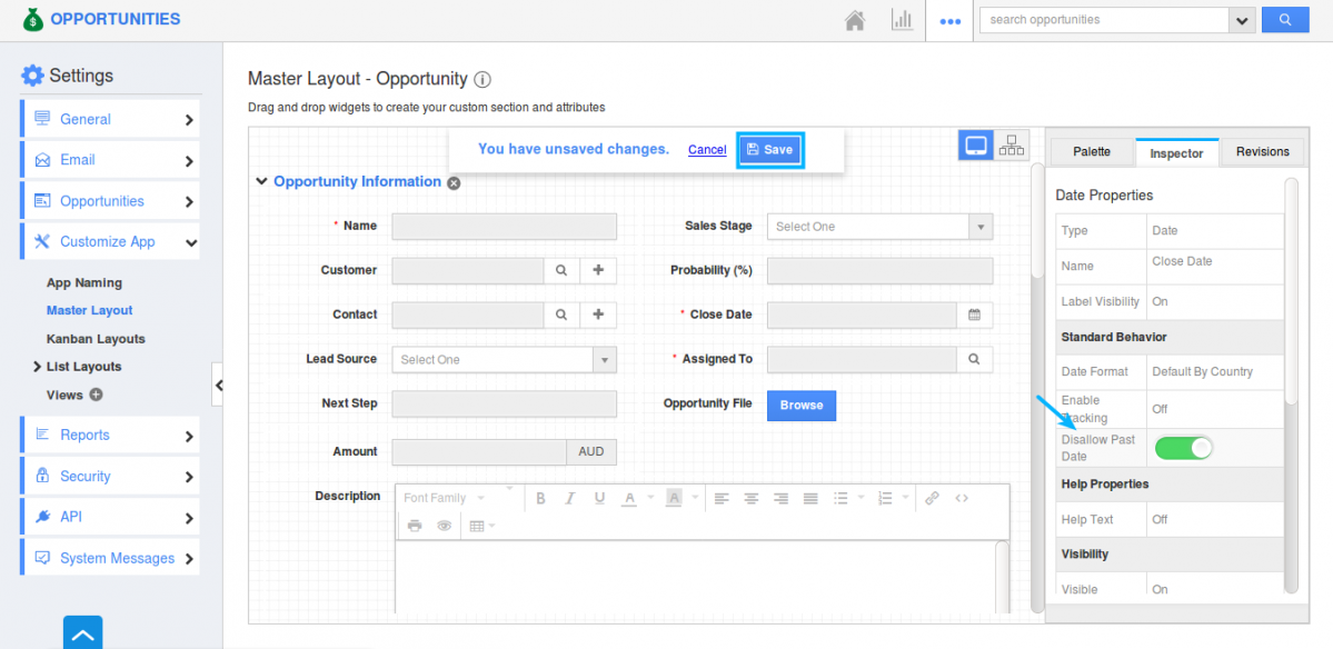 enable disallow past date