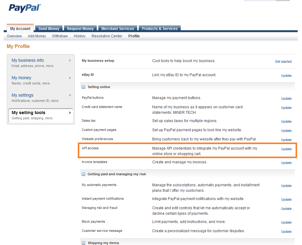 Paypal Selling Tools