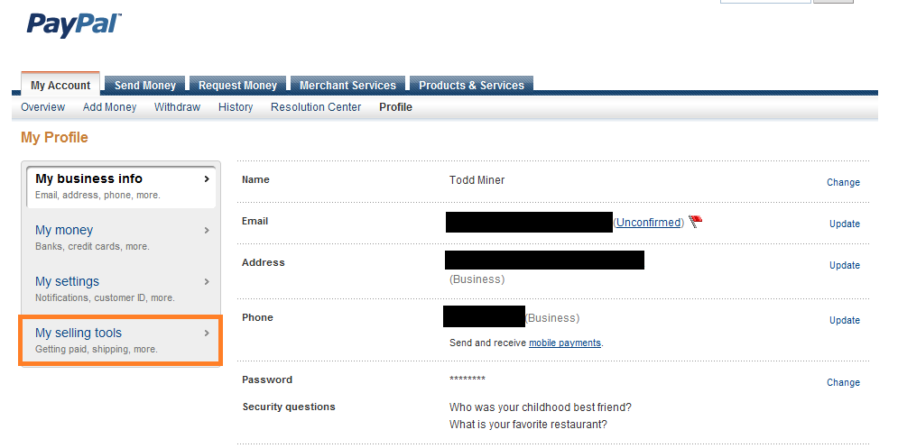 Paypal Selling Tools