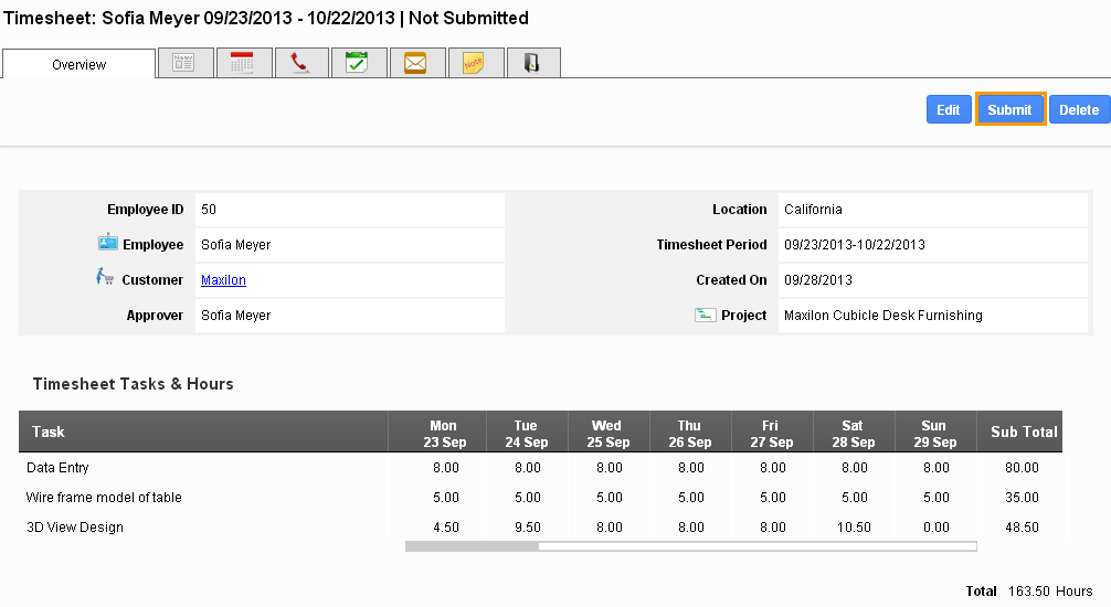 overview of timesheet