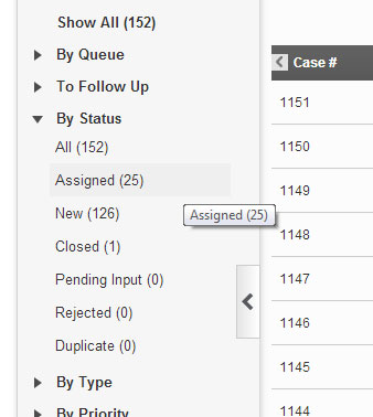 Left Navigation Case Count