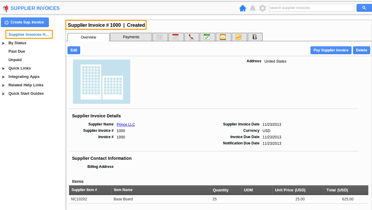 supplier invoices