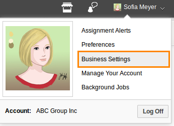 business settings select