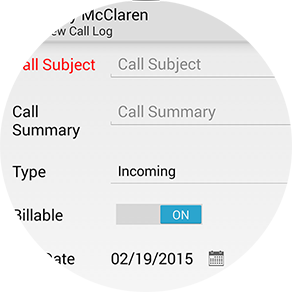 CRM mobile call log