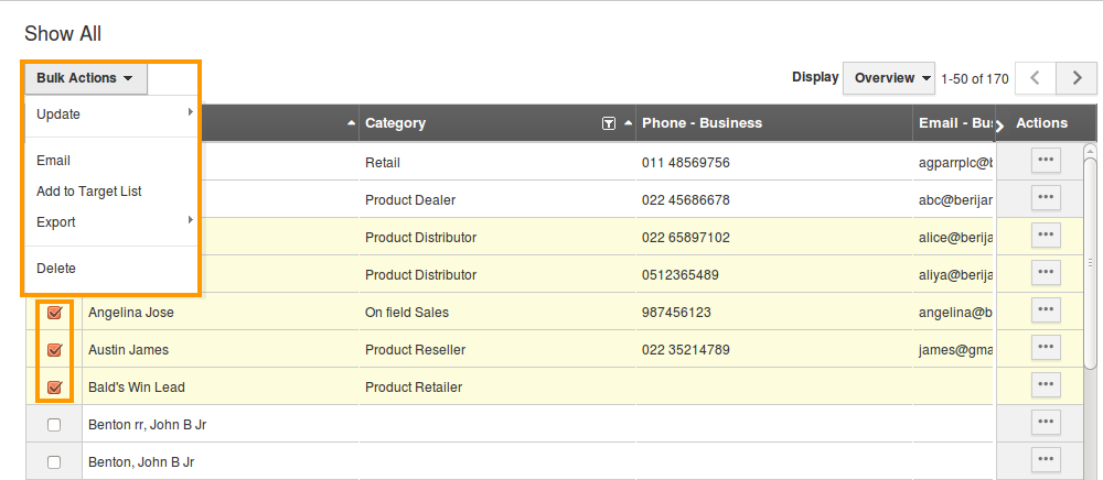 Customer Bulk Action