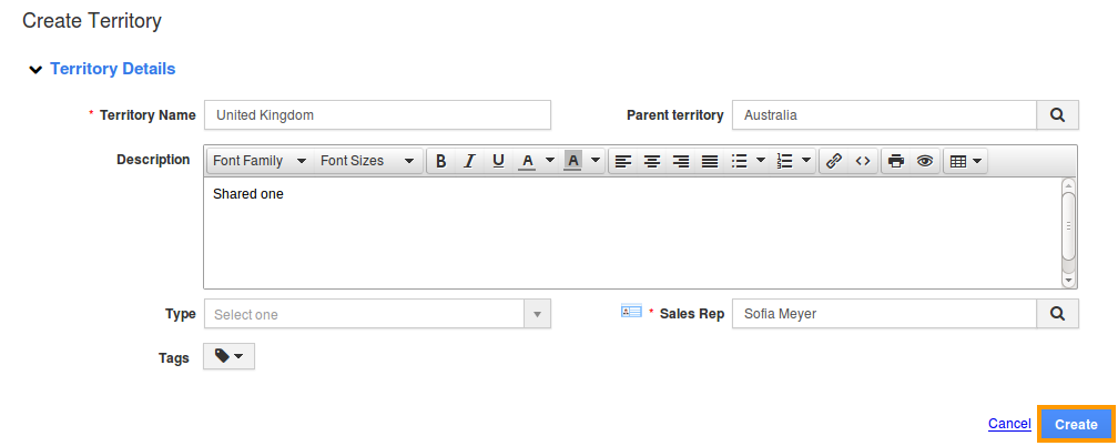 image for create territory in lead