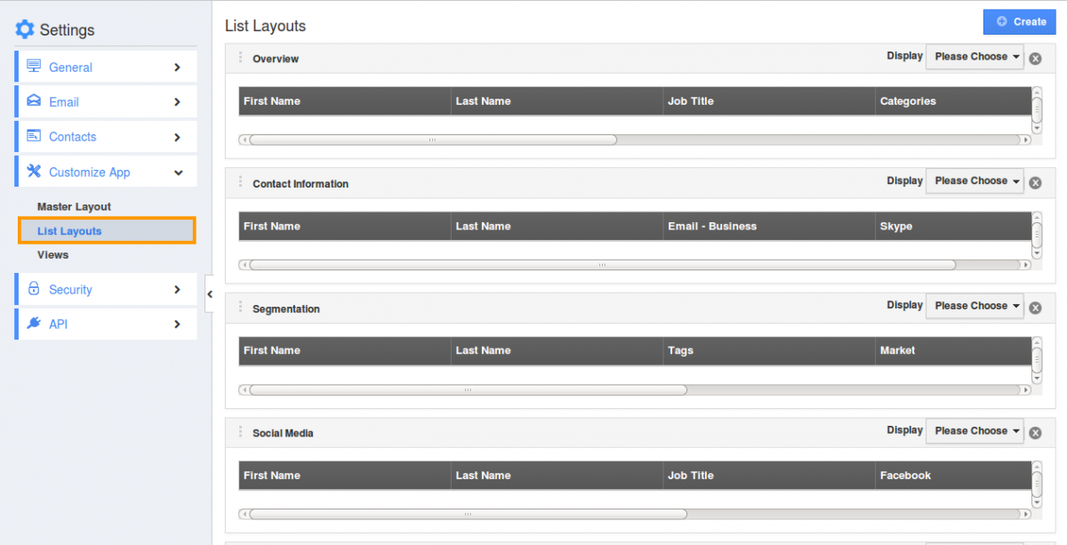 List Layout
