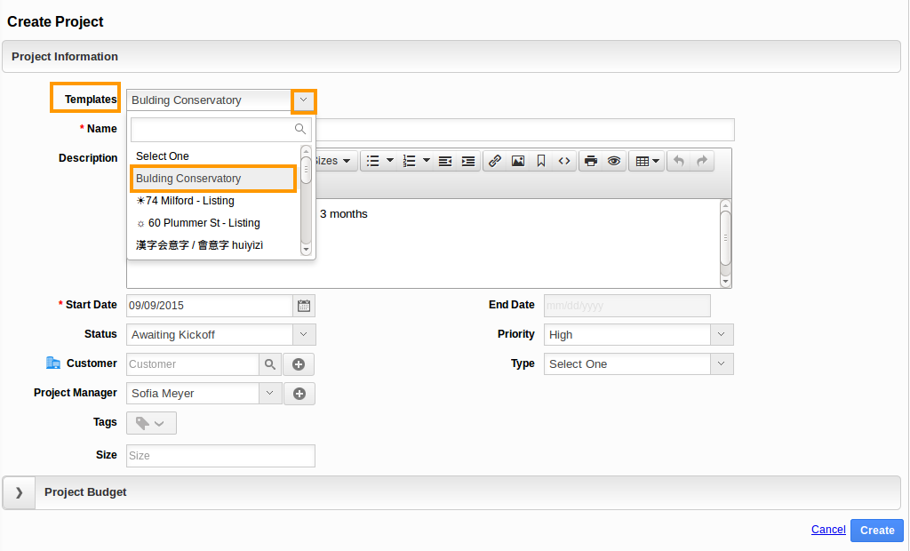 Create a Project from an Existing Project Template