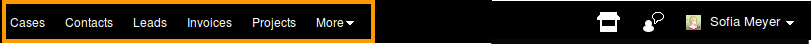 header bar of home dashboard