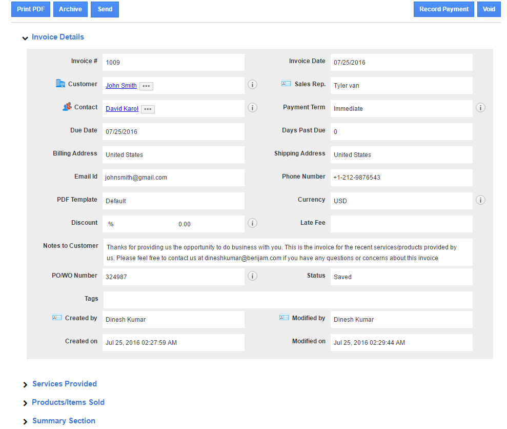 invoices-clothing-store