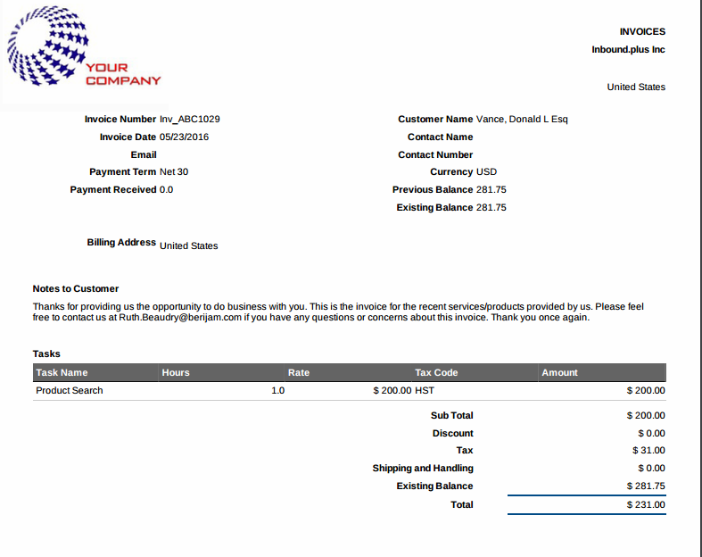 Setup Invoices Tax Code for Province of Ontario