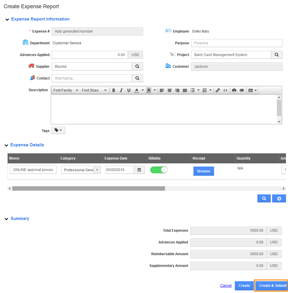 Expense report